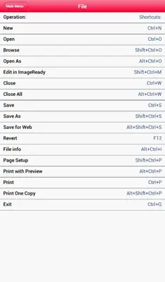 Shortcuts for Photoshop CS6 android App screenshot 1